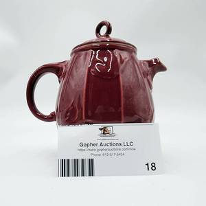 lot 18 image: Vintage 1930s Hall China Maroon Bird Cage Teapot