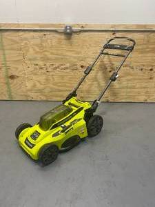 lot 14 image: RYOBI 40V Brushless 20 in. Cordless Battery Walk Behind Push Lawn Mower (Tool Only).