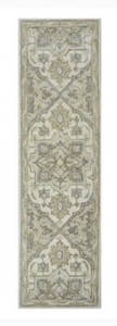 lot 35 image: ALLEN  ROTH Brookford 2 x 8 Ivory Soft Green Indoor Medallion Oriental Handcrafted Runner