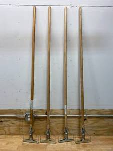 lot 86 image: ABILITY ONE Lot of 4-  Wet Mop Handles, Spring Lever Head Mop Connection Type, Natural, Wood, 60 in Handle Length
