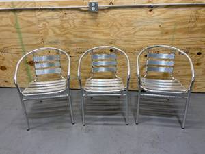 lot 61 image: Lot of 3-  Lightweight Aluminum Chairs