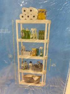 lot 66 image: PLANO 5-Tier Heavy-Duty Plastic Storage Unit, White
