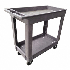 lot 68 image: GRAINGER APPROVED Utility Cart with Deep Lipped Plastic Shelves, 500 lb Load Capacity, Number of Shelves 2