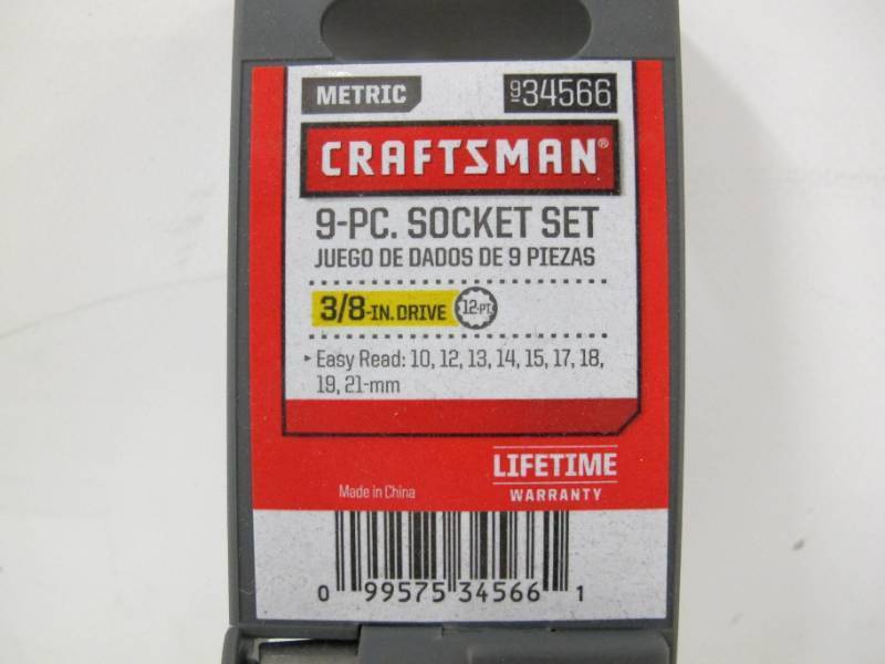 lot 531 image: Craftsman 9 Piece Metric Socket Set - 38 Drive