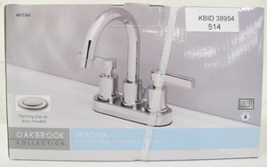 lot 514 image: Oakbrook Collection 67703W-6101 Verona Two Handle Lavatory Pop-Up Faucet in Chrome