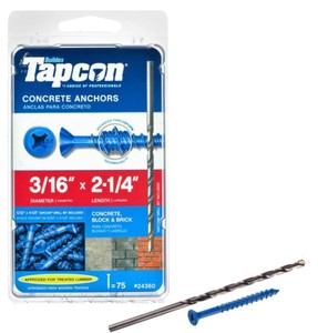 lot 540 image: 2-Pack TAPCON 316 in. x 2-14 in. Phillips-Flat-Head Concrete Anchors (75-Pack)