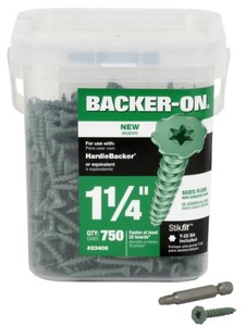 lot 541 image: Backer-On #9 x 1-14 in. Serrated Flat Head Star Drive Cement Board Screws (750-Pack)