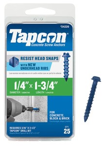 lot 548 image: Tapcon 14 in. x 1-34 in. Hex-Washer-Head Concrete Anchors (25-Pack)