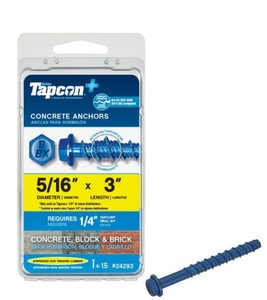 lot 551 image: Tapcon 516 in. x 3 in. Hex-Washer-Head Large Diameter Concrete Anchors (15-Pack)