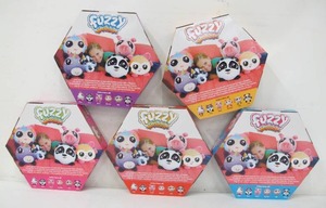 lot 574 image: 5 Pack Fuzzy Wubble Fuzzy Pillow Toy Set - Dog, Pig, Cat, Monkey, and Panda