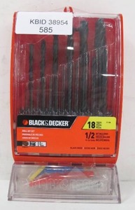 lot 585 image: Black and Decker 18 Piece Drill Bit Set - Black Oxide