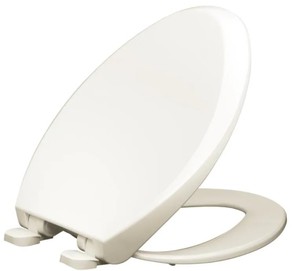 lot 588 image: Glacier Bay Elongated Slow Closed Front Toilet Seat with Quick Release Hinges - White
