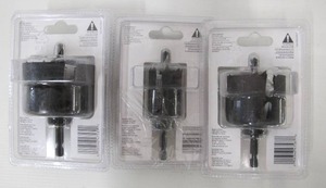 lot 615 image: 3-Pack Bosch Carbon Hole Saw Drill Bits - 1-14 , 2-18, and 2-12 Inch