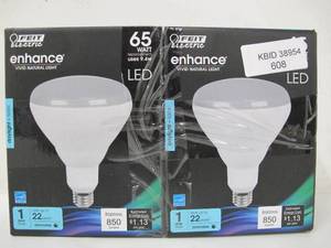 lot 608 image: 2-Pack Feit Electric BR40DM950CA Led Br40 10.5w65w Med Dim 5k