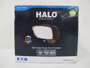 lot 626 image: Halo Lighting FSL Single Head Bronze Outdoor Integrated Dusk to Dawn LED Flood Light with Selectable Color Temperature