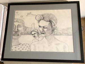 lot 6A image: Framed Pencil Drawing by Artist, Arne Nyen 1994