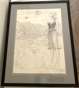 lot 6C image: Large Framed Pencil Drawing by Artist, Arne Nyen 1994