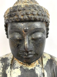 lot 24 image: Large Antique Cast Iron Statue of Buddha - 18 Tall