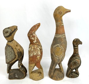 lot 37 image: Antique Carved and Painted Wood Birds from Papua, New Guinea