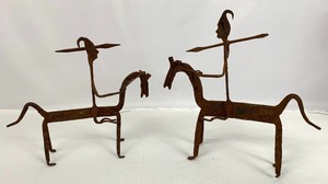 lot 47 image: Antique Group of Nine African Hand Forged Iron Sculptures- Dogon- Mali