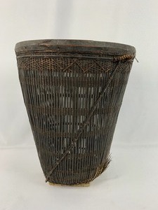lot 58 image: Vintage Hand-Woven Brown Basket, Likely From Borneo