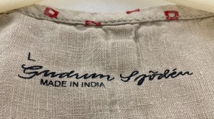 lot 146 image: Gudrun Sjoden Oatmeal & Red Pattern Linen Dress Size L