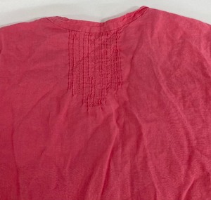 lot 150 image: Gudrun Sjoden Navy Cotton Skirt & Eileen Fisher Rose Pink Linen Blouse Size L