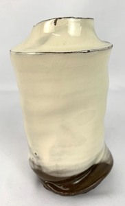 lot 69 image: Vintage Ivory-Toned Glazed Studio Pottery Vessel with Organic Shape