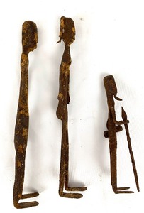 lot 72 image: 3 Antique Tribal African Dogon Iron Figures Of People