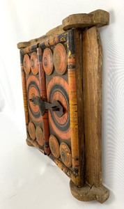 lot 78 image: Antique Polychrome Painted Wood Doors in Frame
