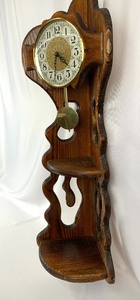 lot 86 image: Vintage Wooden Corner Clock With Shelves