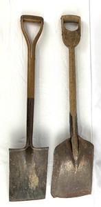 lot 92 image: Antique Spades with Wooden Handles
