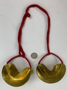 lot 202 image: Antique Brass Fulani Fulbe  Kwottenai Kange Earrings
