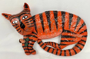 lot 100 image: Cheshire Cat Sculpture & Mermaid Painting by Artist, Arne Nyen 2007