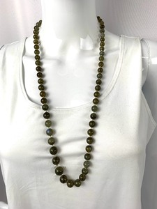lot 175 image: Round Labradorite Stone Bead Necklace w 14k Yellow Gold Clasp