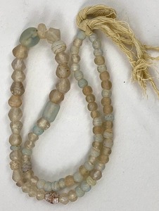 lot 183 image: Antique White Glass and Moon Bead Necklace- African Trade Beads