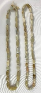 lot 184 image: Antique Fulani White Banded Agate Beaded Necklace - West Africa