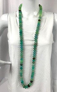 lot 185 image: 20th Century Antique Bohemian Molded Vaseline Glass Bead Necklace from African Trade