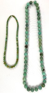 lot 189 image: 2 Strands of African Turquoise Beads