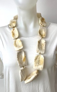lot 198 image: 3 Antique Hippo Teeth Arca Shell Currency Bead Strands - Mali