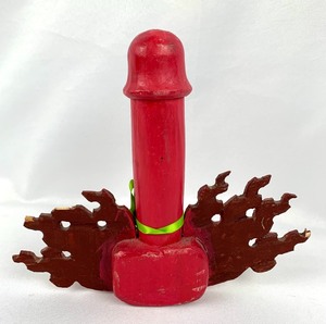 lot 245 image: Bhutan Drukpa Kunley Fertility Phallic Totem- Painted Wood