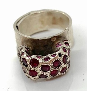 lot 3B image: Amazing Karl Fritsch Brutalist Sterling Silver & Rubies Ring- Size 7.5- Signed