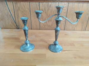 lot 354 image: Weighted Sterling Candle Holders