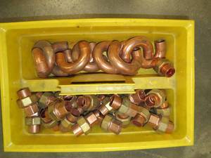 lot 120 image: TOTE OF COPPER FITTINGS