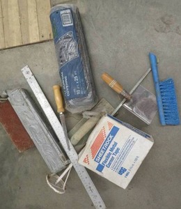 lot 125 image: NEW PACKAGE OF SHEETROCK CORNER TAPE, ALL PURPOSE COVERING, AND DIFFERENT PAINTING TOOLS