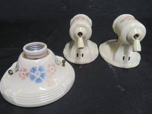 lot 137 image: ANTIQUE PORCELAIN LIGHT FIXTURES