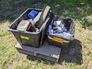 lot 61 image: PALLET LOT - Jumper Cables, Hooks, Strap, Mask and More