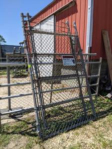 lot 64 image: Lot of (2) Swing Gates w Barbed Wire Tops - 96 x 57 & 96 x 45