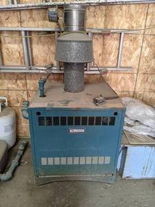 lot 71 image: Burnham Boiler w Expansion Tank and (2) Hanging Radiators - Model P-207-A WNI
