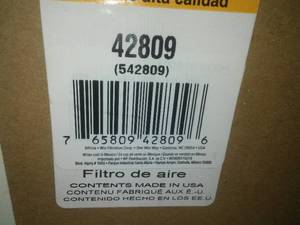 lot 27 image: Wix 42809 Air Filter